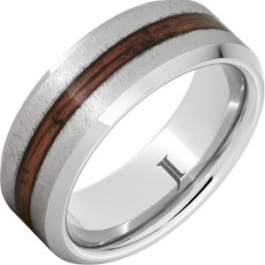 Barrel Aged™ Serinium® Ring with Cabernet Wood Inlay and Grain Finish