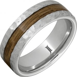 Barrel Aged™ Serinium® Ring with Bourbon Inlay and Moon Crater Finish