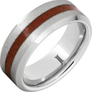 Serinium® Ring with Coral Inlay and Grain Finish