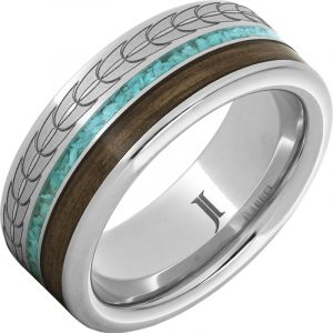 Barrel Aged™ Serinium® Ring with Turquoise and Bourbon Inlays