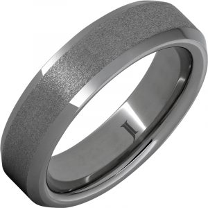 Rugged Tungsten™ Beveled Edge Ring with Stone Finish