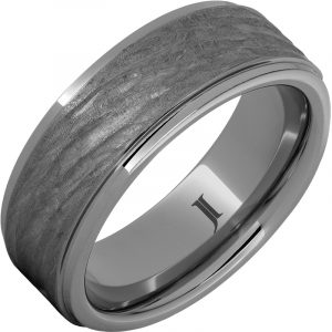 Rugged Tungsten™ Ring with Hard Carved Bark Finish