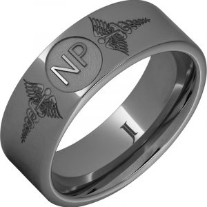 Rugged Tungsten™ Ring With Caduceus - Nurse Practitioner