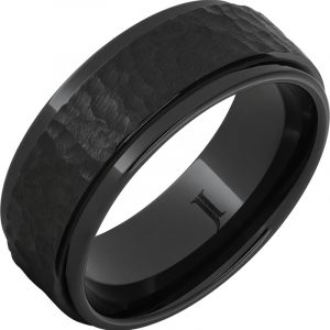 Black Diamond Ceramic Ring With Moon Crater Finish