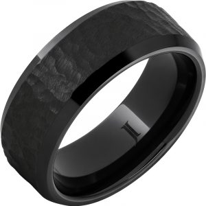 Black Diamond Ceramic Ring With Moon Crater Finish