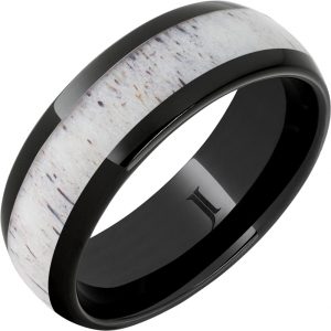 Black Diamond Ceramic Antler Inlay Ring