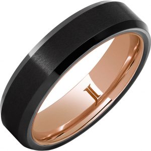 Hidden Gold™ Black Diamond Ceramic™ Ring with Satin Finish