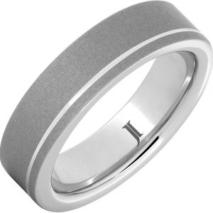 Serinium® Sandblast Finished Ring with Off Center Groove