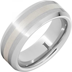 Serinium® Beveled Satin Ring with Sterling Silver Inlay