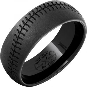 National Pastime Collection™ Black Diamond Ceramic™ Domed Baseball Ring with Stone Finish